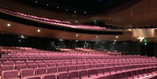 Image shows empty theatre seats at Bunjil Place Theatre