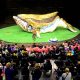 Image shows performance on stage in Bunjil Place Studio with giant whale on stage and audience watching