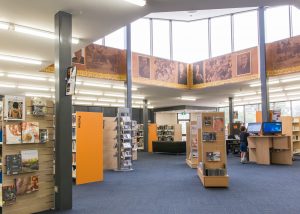 Interior of Boronia Library with shelving and books