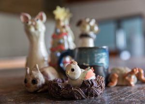 Hand crafted animals made from potters clay