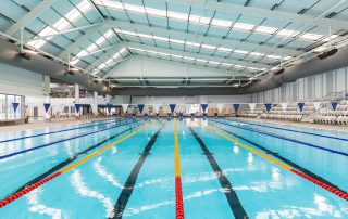 Indoor 50m swimming pool at Gippsland Regional Aqautic Centre with lane ropes