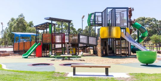 Mill Park All Abilities Play Space 3 level multi age play equipment