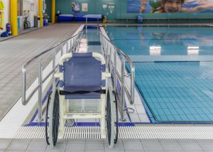Hawthorn Aquatic and Leisure Centre indoor hydrotherapy pool with access ramp and water wheelchair