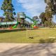 Lake Weeroona Playspace with grassed area and play tower