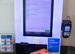 Borrowing kiosk at Somerville Library